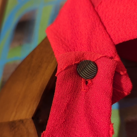 Waverly Grey drop waist halter dress-red sheer embroidered overlay flare skirt S - Picture 6 of 12